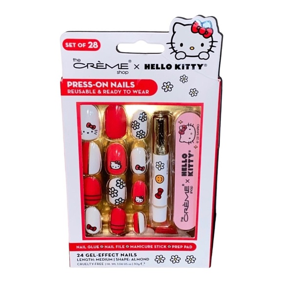 The Creme Shop Hello Kitty 24 Gel Press-On Ready to Wear almond shaped nails new - Picture 2 of 4